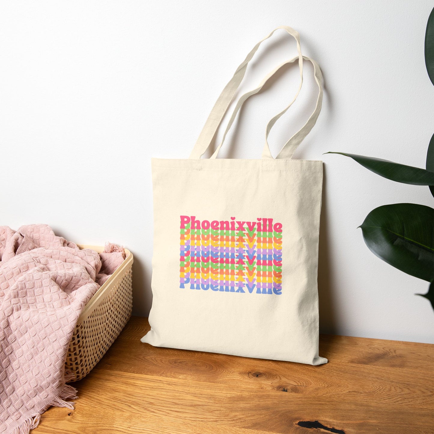 Colorful Rainbow Phoenixville Cotton Canvas Tote Bag