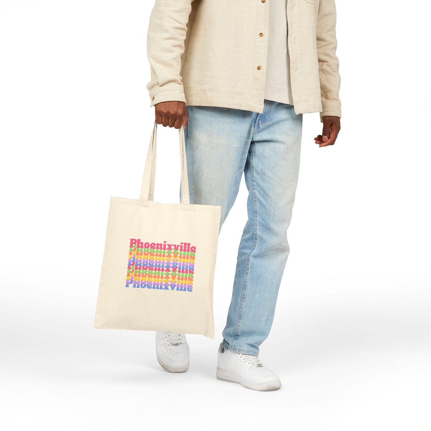 Colorful Rainbow Phoenixville Cotton Canvas Tote Bag