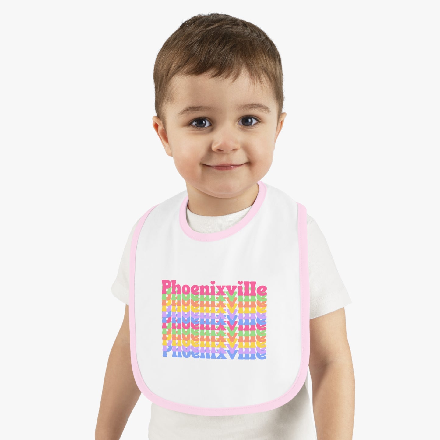 Rainbow Phoenixville Baby Bib - Colorful Contrast Trim Jersey Bib for Newborns