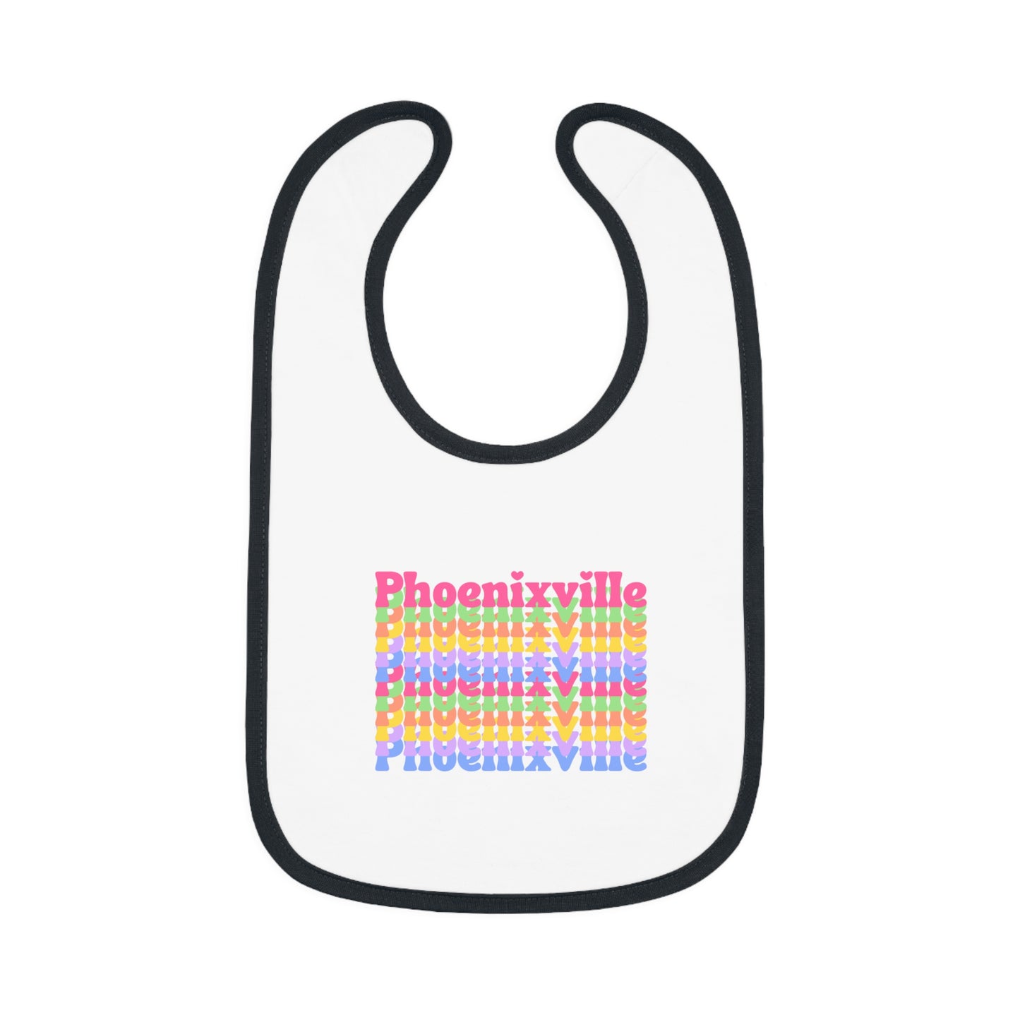 Rainbow Phoenixville Baby Bib - Colorful Contrast Trim Jersey Bib for Newborns