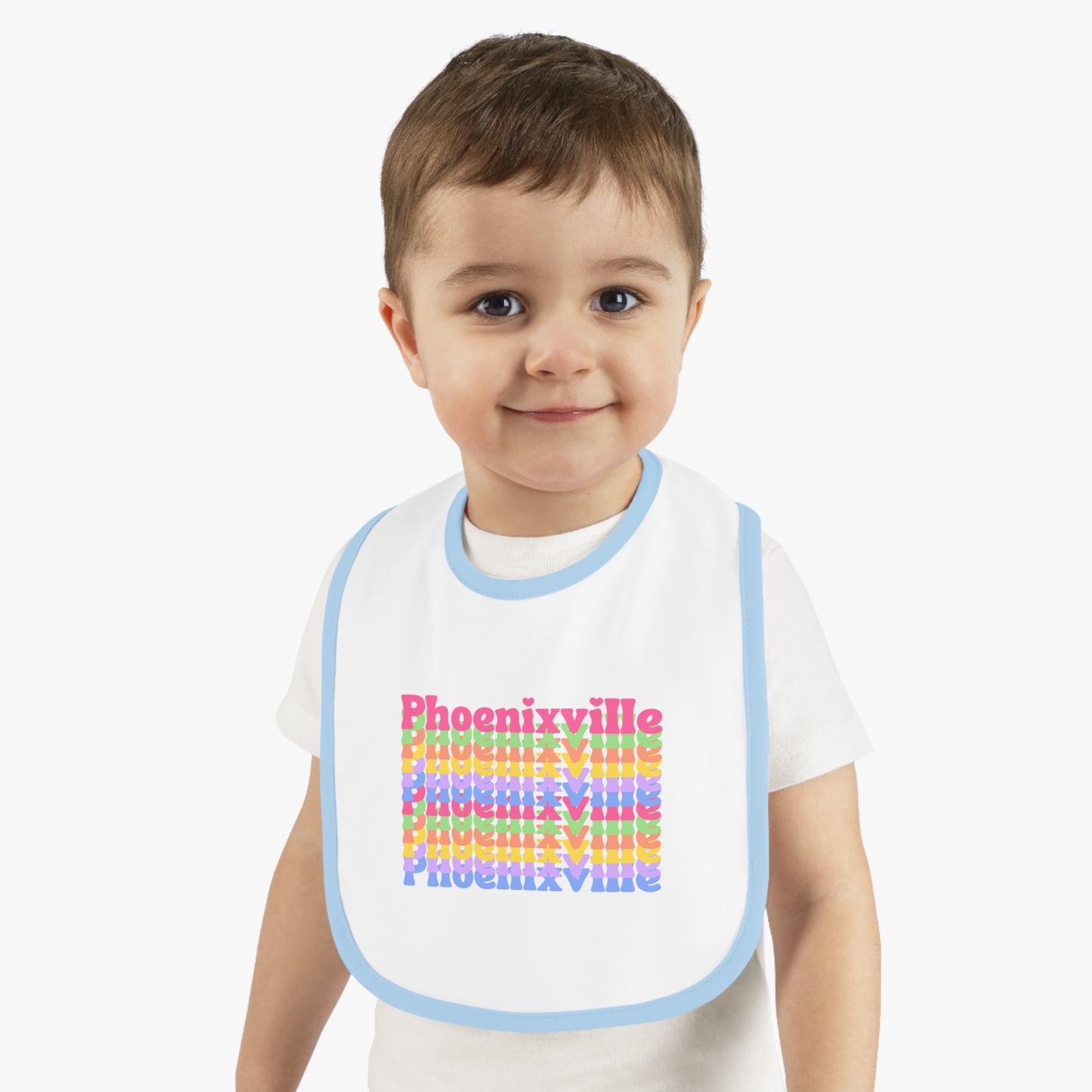 Rainbow Phoenixville Baby Bib - Colorful Contrast Trim Jersey Bib for Newborns
