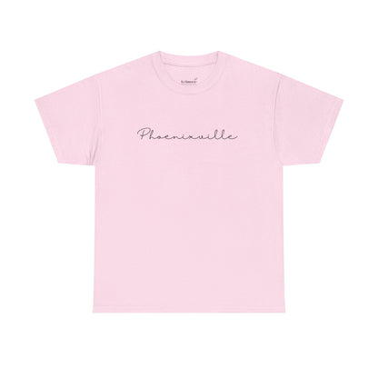 Phoenixville Cursive Black Text Unisex Cotton Tee