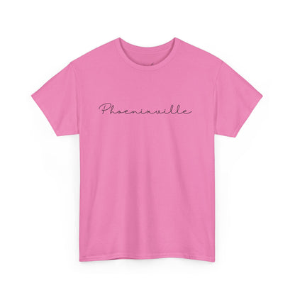 Phoenixville Cursive Black Text Unisex Cotton Tee