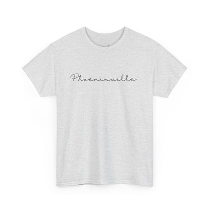 Phoenixville Cursive Black Text Unisex Cotton Tee