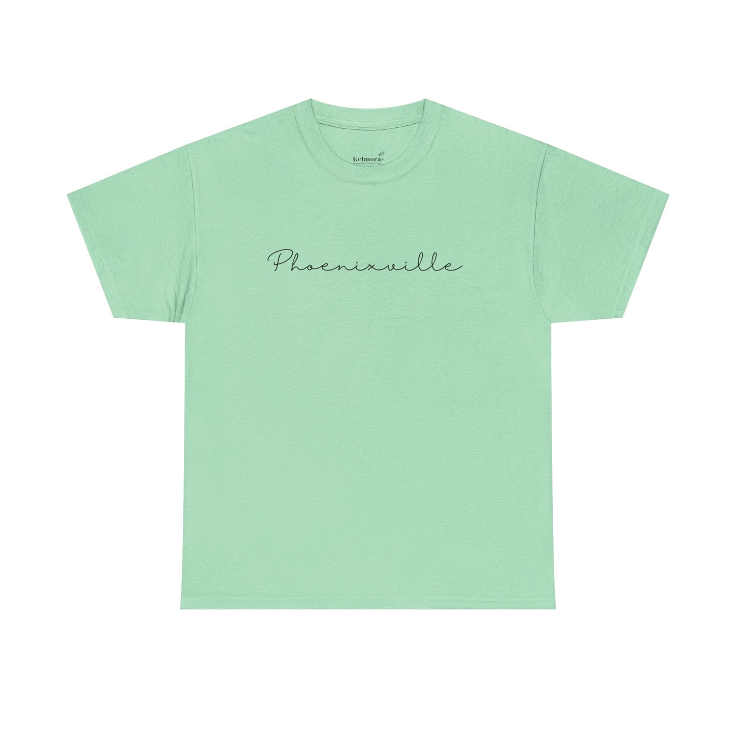 Phoenixville Cursive Black Text Unisex Cotton Tee