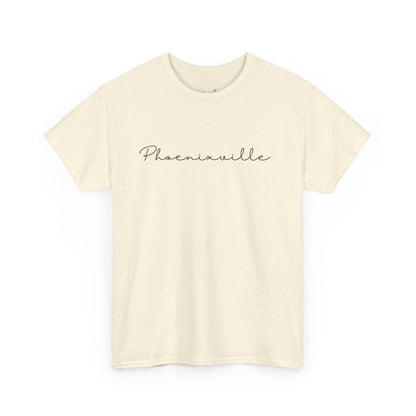 Phoenixville Cursive Black Text Unisex Cotton Tee