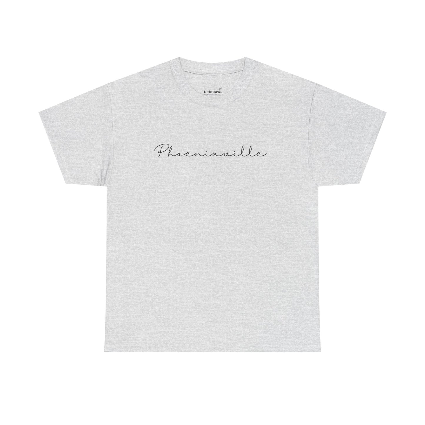 Phoenixville Cursive Black Text Unisex Cotton Tee