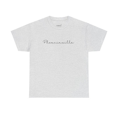 Phoenixville Cursive Black Text Unisex Cotton Tee