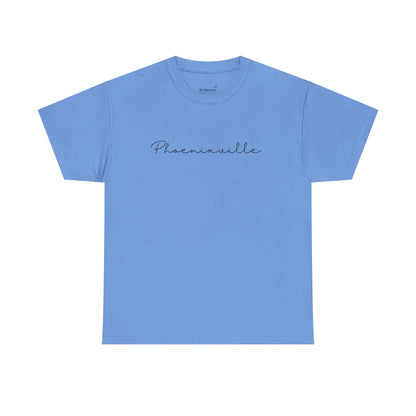 Phoenixville Cursive Black Text Unisex Cotton Tee