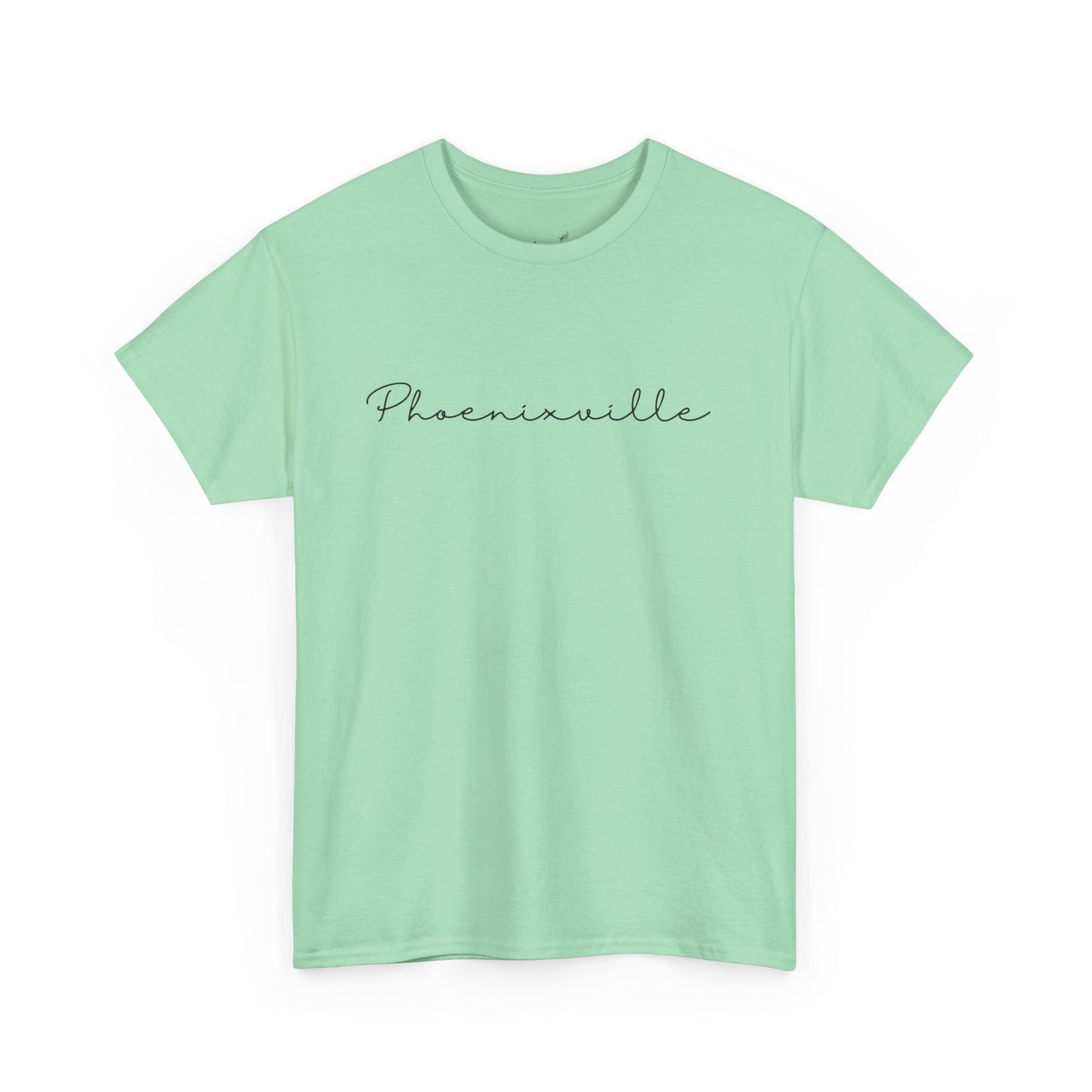 Phoenixville Cursive Black Text Unisex Cotton Tee
