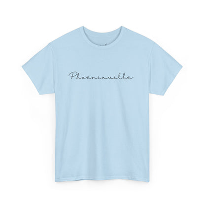 Phoenixville Cursive Black Text Unisex Cotton Tee