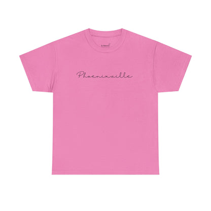 Phoenixville Cursive Black Text Unisex Cotton Tee