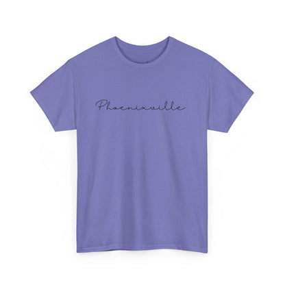Phoenixville Cursive Black Text Unisex Cotton Tee