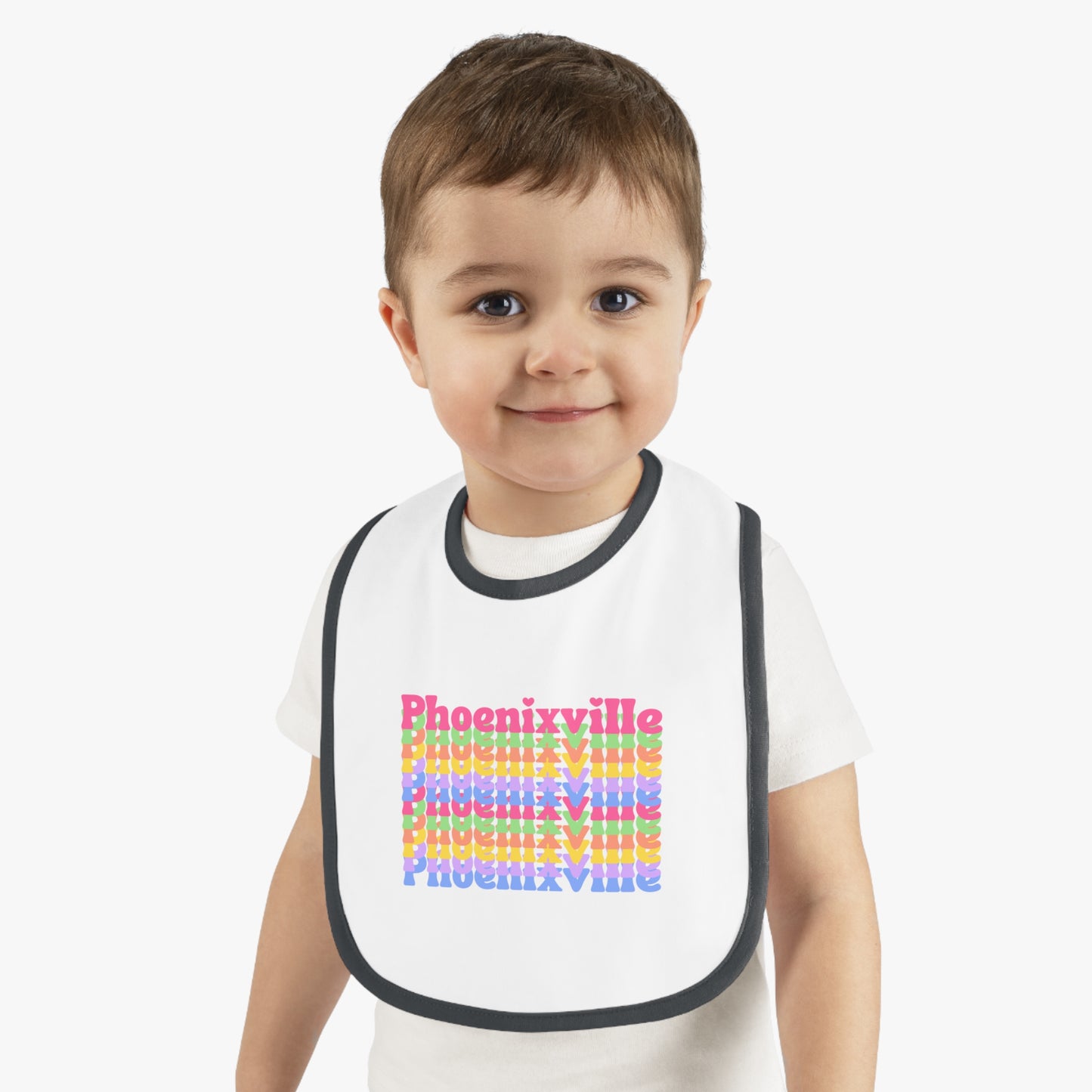 Rainbow Phoenixville Baby Bib - Colorful Contrast Trim Jersey Bib for Newborns