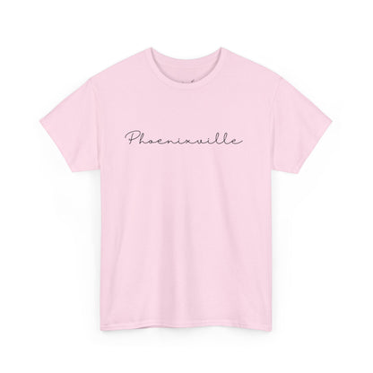 Phoenixville Cursive Black Text Unisex Cotton Tee