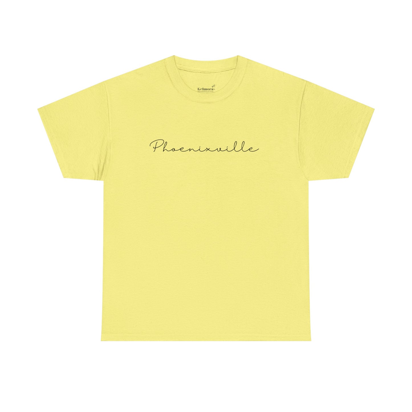 Phoenixville Cursive Black Text Unisex Cotton Tee