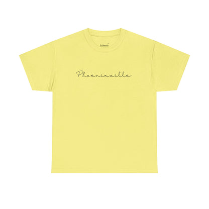 Phoenixville Cursive Black Text Unisex Cotton Tee