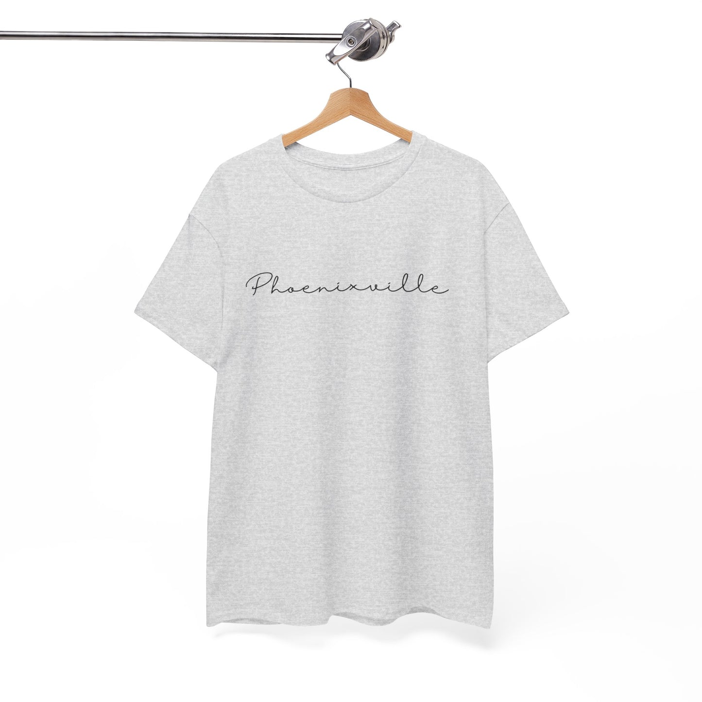 Phoenixville Cursive Black Text Unisex Cotton Tee