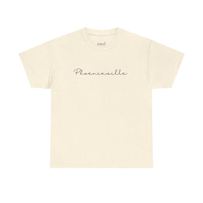 Phoenixville Cursive Black Text Unisex Cotton Tee