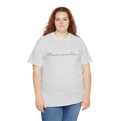Phoenixville Cursive Black Text Unisex Cotton Tee