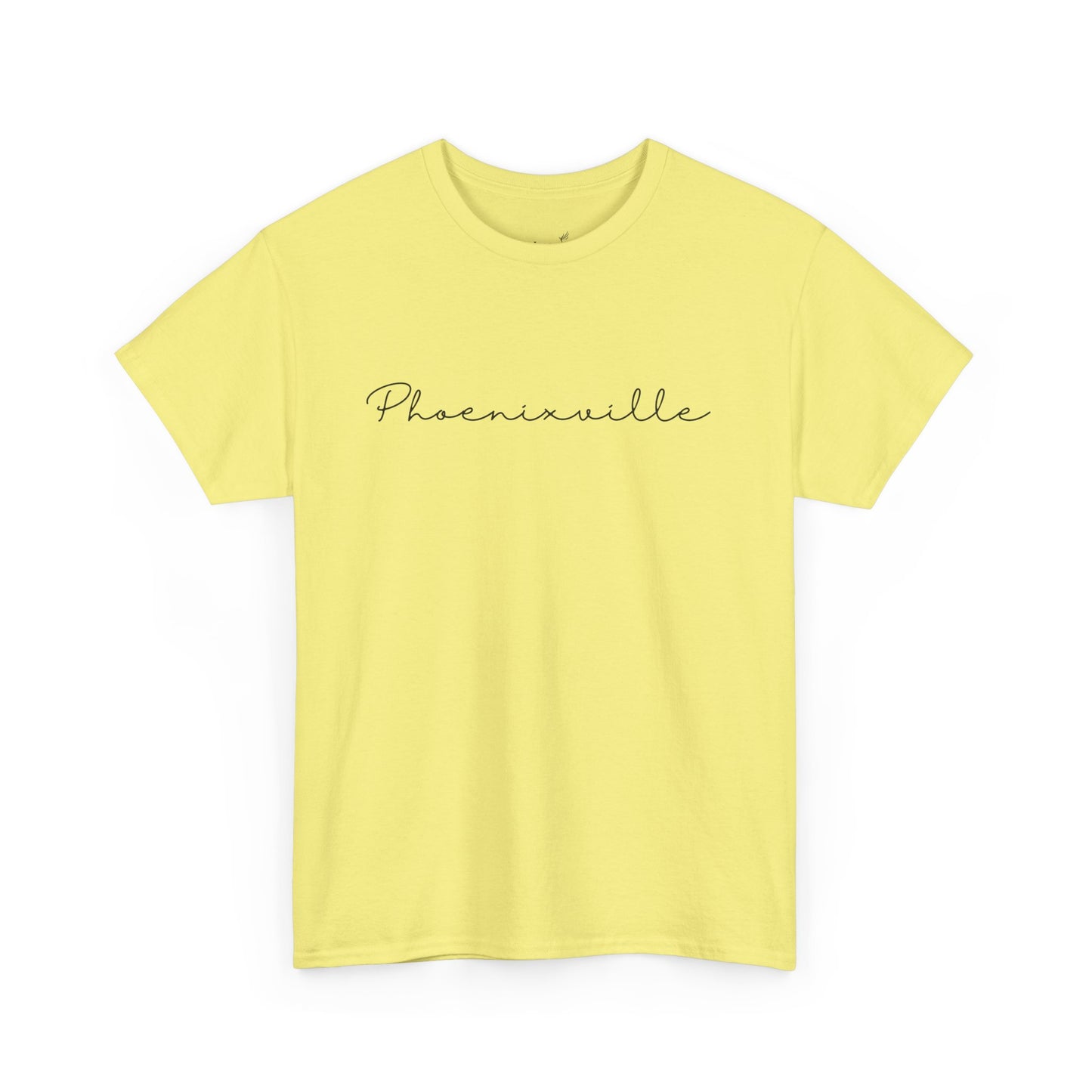 Phoenixville Cursive Black Text Unisex Cotton Tee