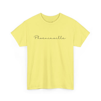 Phoenixville Cursive Black Text Unisex Cotton Tee