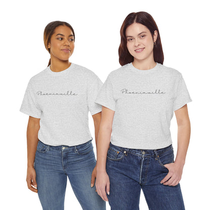 Phoenixville Cursive Black Text Unisex Cotton Tee
