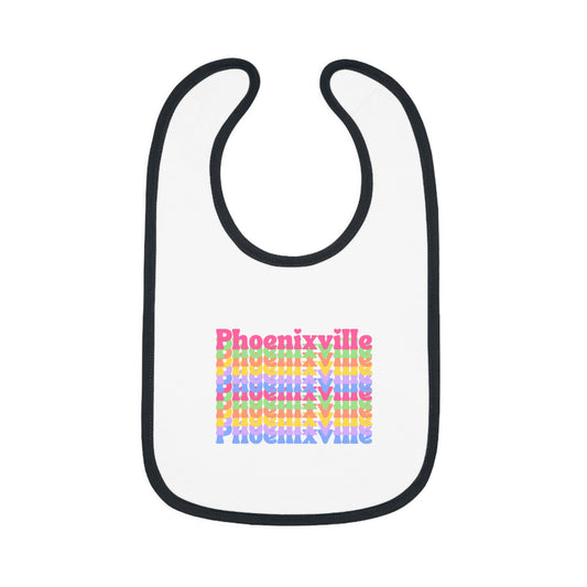 Rainbow Phoenixville Baby Bib - Colorful Contrast Trim Jersey Bib for Newborns