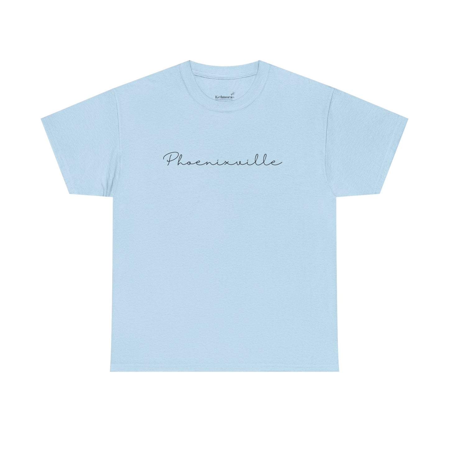 Phoenixville Cursive Black Text Unisex Cotton Tee