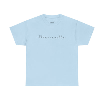 Phoenixville Cursive Black Text Unisex Cotton Tee