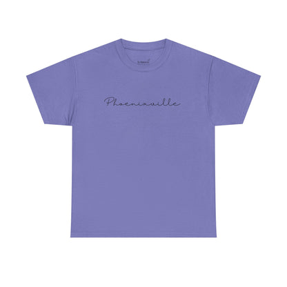Phoenixville Cursive Black Text Unisex Cotton Tee
